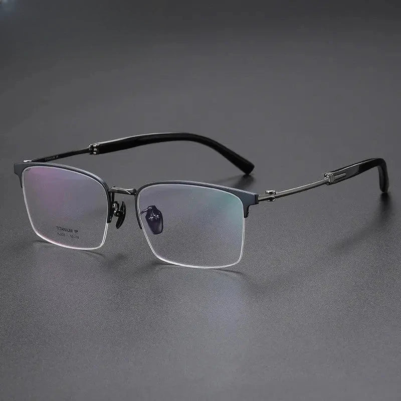 Men's Square Semi-Rimless Titanium Prescription Glasses 872335 — view 3 | Rx Spectacle