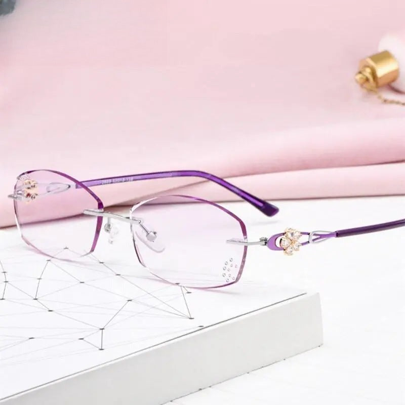 Women's Oval Rimless Titanium Prescription Glasses 2889 — view 11 | Rx Spectacle