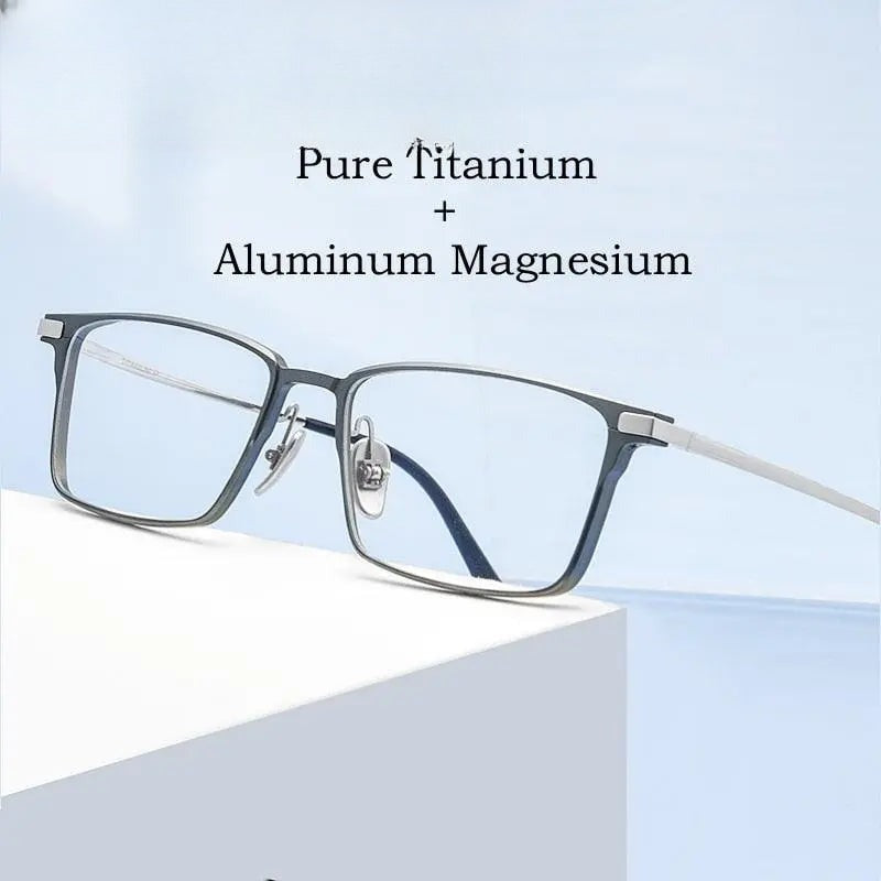 Men's Square Full Rim Titanium Prescription Glasses L8925m — view 1 | Rx Spectacle