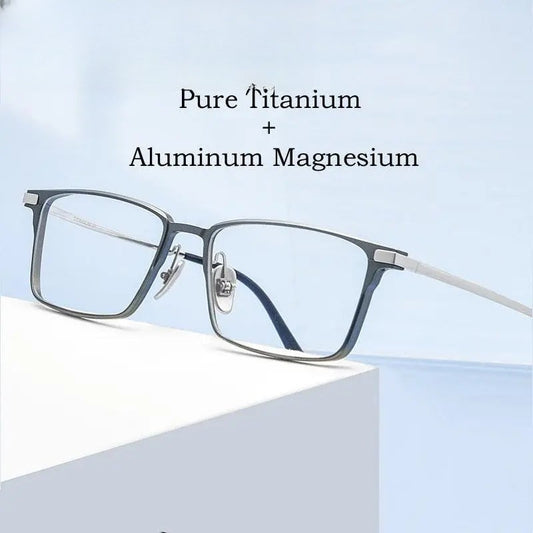 Men's Square Full Rim Titanium Prescription Glasses L8925m — view 1 | Rx Spectacle