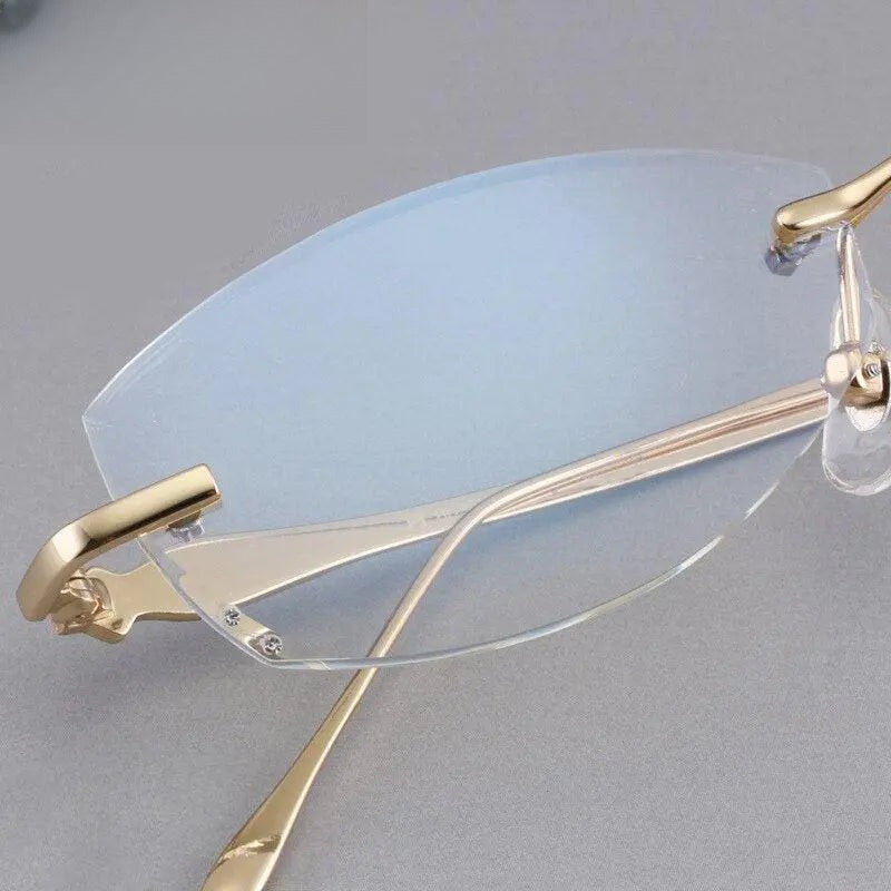 Women's Square Rimless Titanium Prescription Glasses 8037 — view 4 | Rx Spectacle
