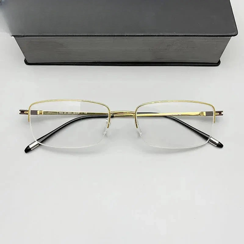 Men's Square Semi-Rimless Titanium Prescription Glasses 9850 — view 4 | Rx Spectacle