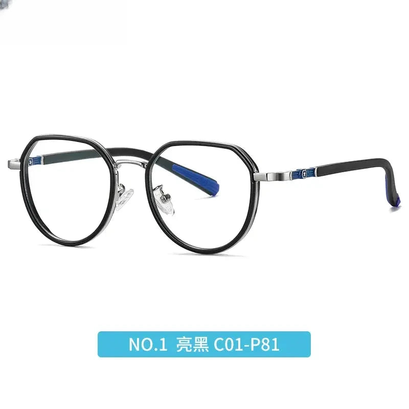 Unisex Round Full Rim Titanium Flat Top Prescription Glasses 5126 — view 8 | Rx Spectacle