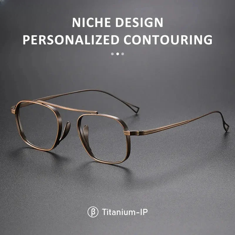 Unisex Square Full Rim Titanium Double Bridge Reading Glasses 49501 — view 2 | Rx Spectacle