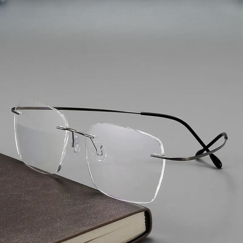 Unisex Square Rimless Titanium Prescription Glasses 160250 — view 1 | Rx Spectacle