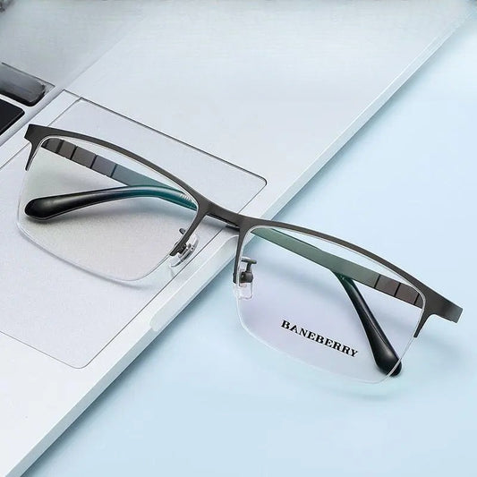 Unisex Rectangular Semi-Rimless Titanium Prescription Glasses 71111 — view 1 | Rx Spectacle