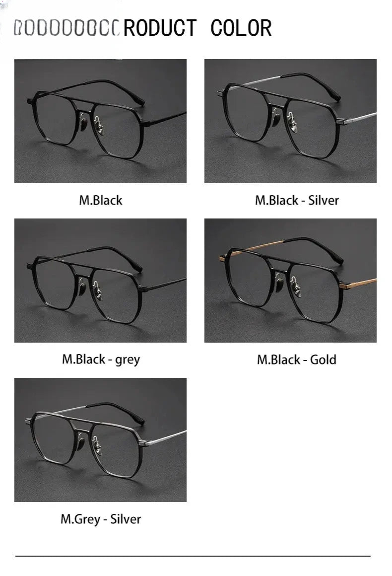 Unisex Square Full Rim Titanium Double Bridge Prescription Glasses V2239 — view 13 | Rx Spectacle