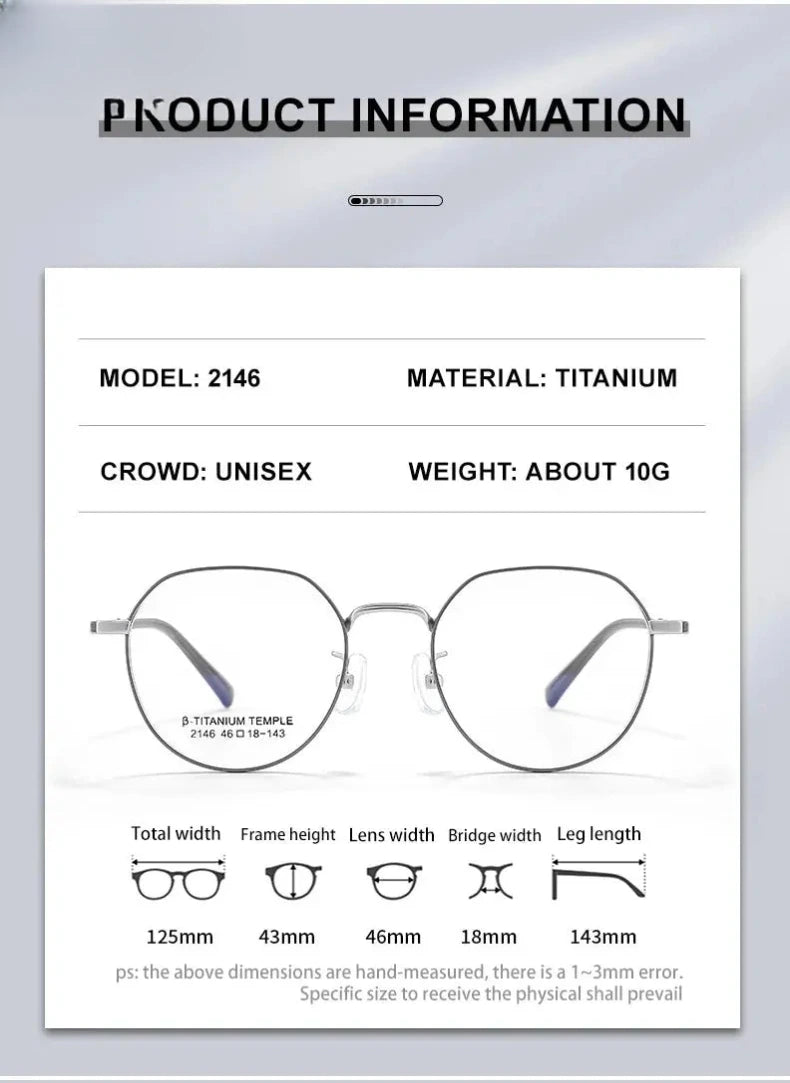 Women's Round Full Rim Titanium Flat Top Reading Glasses 2146 — view 10 | Rx Spectacle