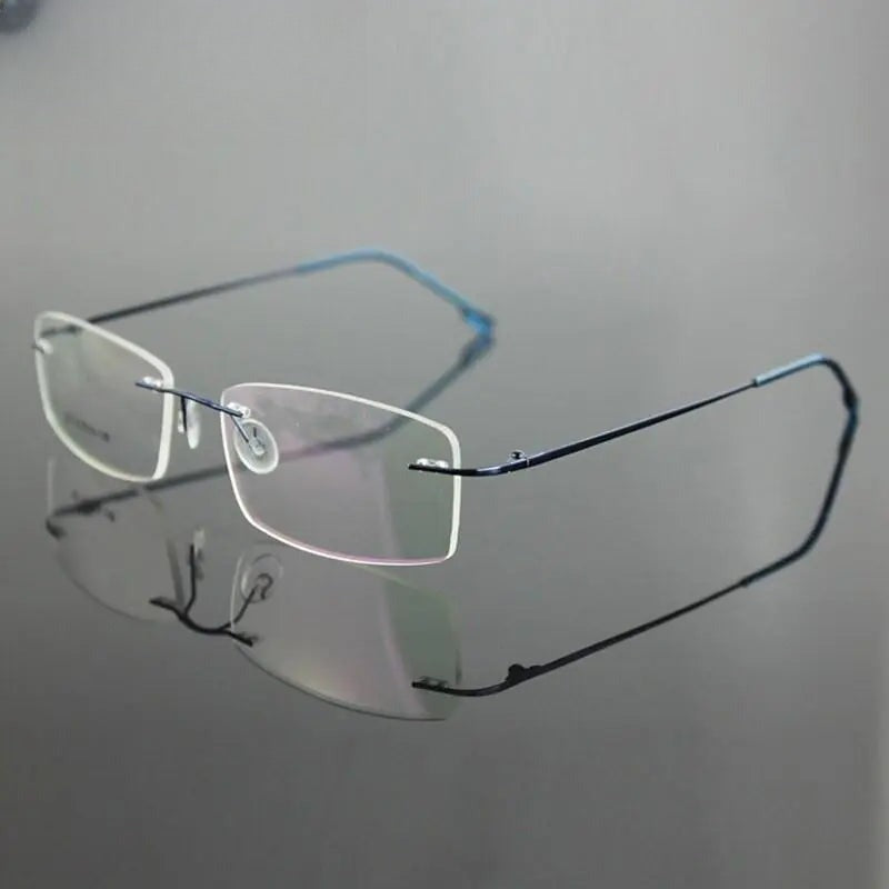 Unisex Square Rimless Titanium Prescription Glasses 763 — view 8 | Rx Spectacle