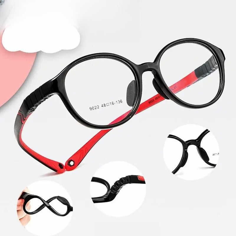 Unisex Round Full Rim TR90 Prescription Glasses 9022et — view 8 | Rx Spectacle