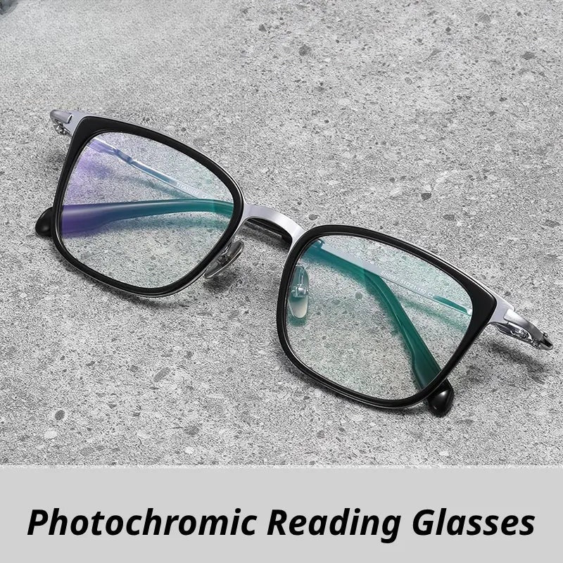 Unisex Square Full Rim Titanium Oversized Reading Glasses 280057 — view 1 | Rx Spectacle