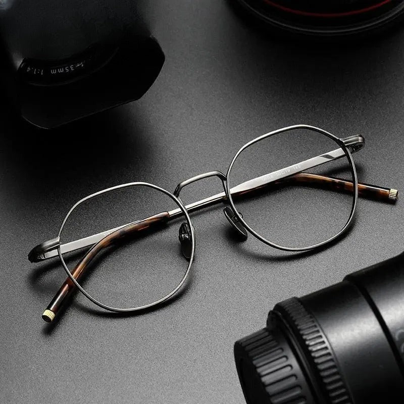 Unisex Round Full Rim Titanium Prescription Glasses — view 1 | Rx Spectacle