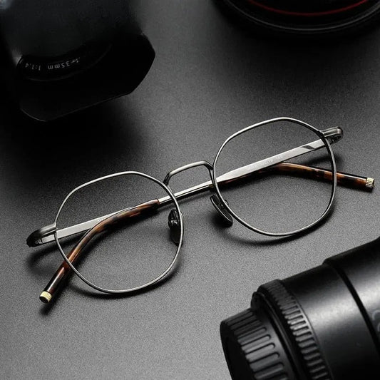 Unisex Round Full Rim Titanium Prescription Glasses — view 1 | Rx Spectacle