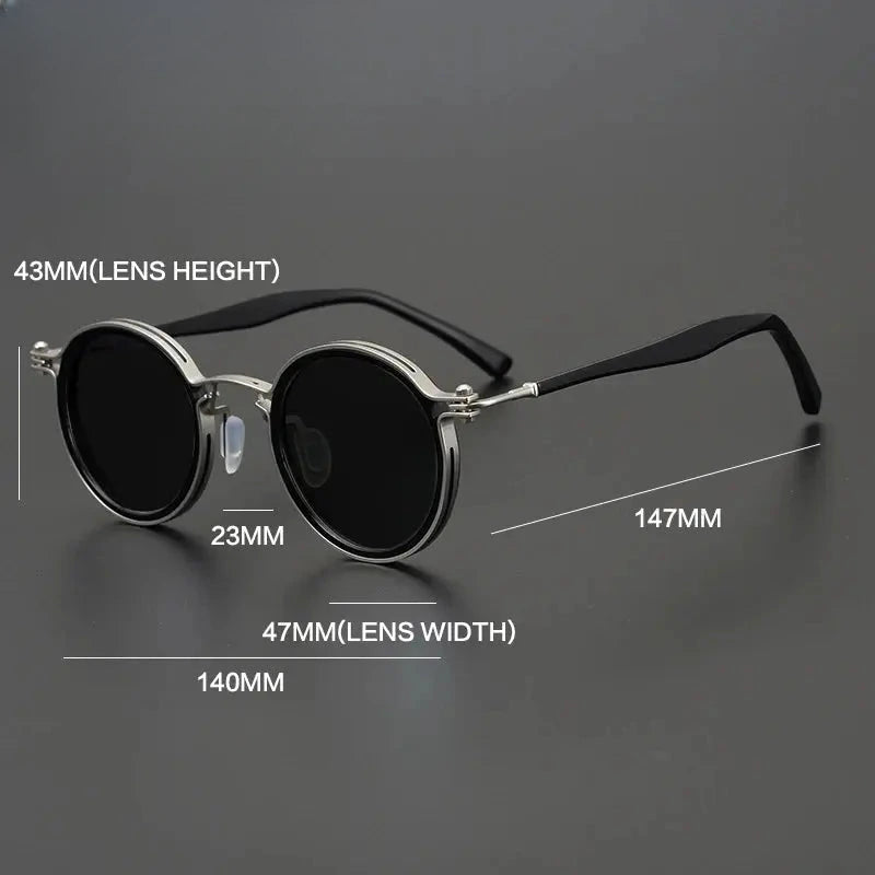 Unisex Round Full Rim Titanium Prescription Glasses Mo10 — view 5 | Rx Spectacle