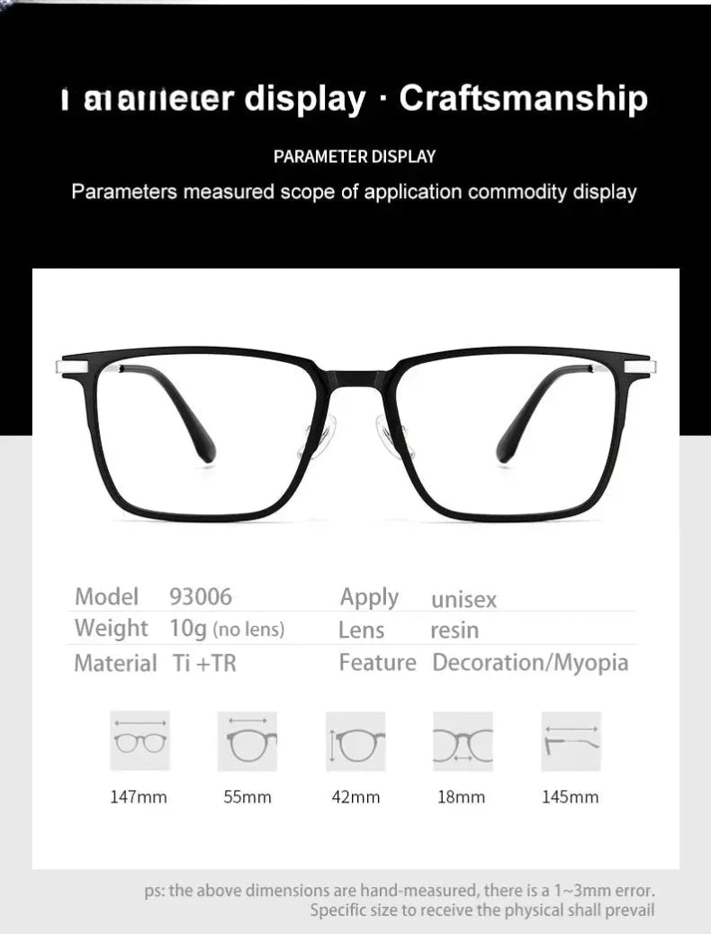 Men's Square Full Rim Titanium Reading Glasses 49306 — view 10 | Rx Spectacle