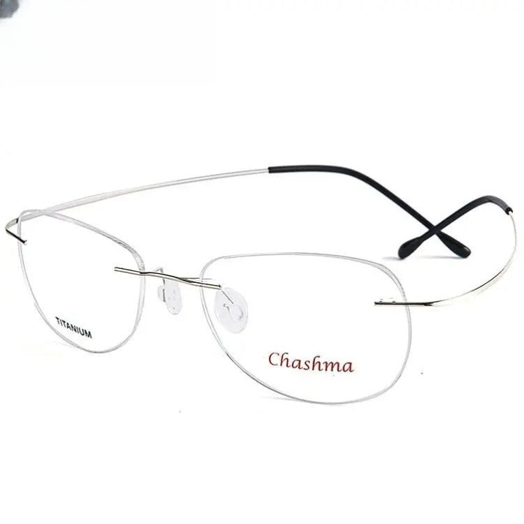Men's Square Rimless Titanium Prescription Glasses 6009 — view 11 | Rx Spectacle
