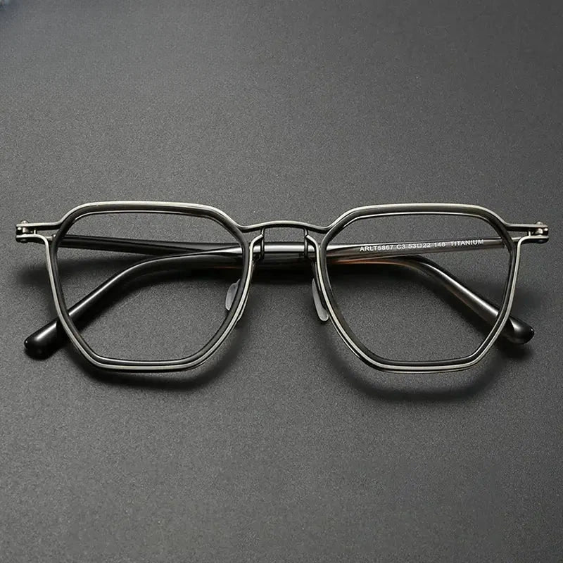 Men's Polygon Full Rim Titanium Oversized Prescription Glasses 725867 — view 1 | Rx Spectacle