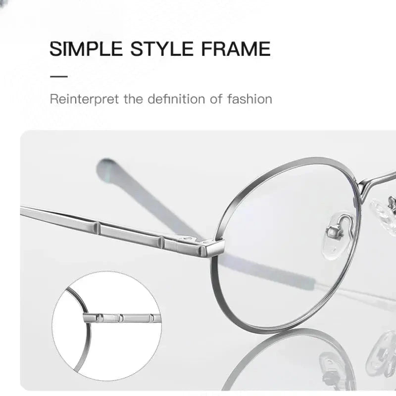 Women's Round Full Rim Stainless Steel Reading Glasses 3058 — view 4 | Rx Spectacle