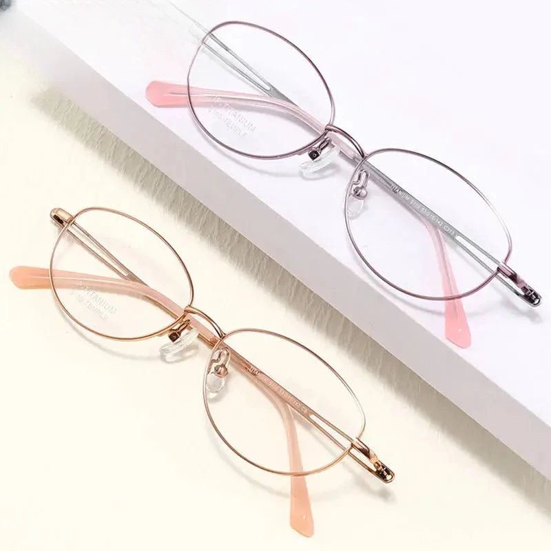Women's Oval Full Rim Titanium Screwless Prescription Glasses 46110 — view 4 | Rx Spectacle