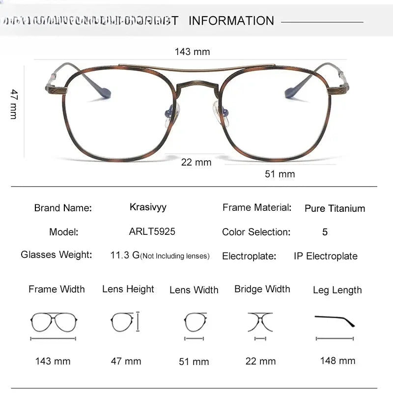Men's Square Full Rim Titanium Double Bridge Prescription Glasses 75925 — view 2 | Rx Spectacle