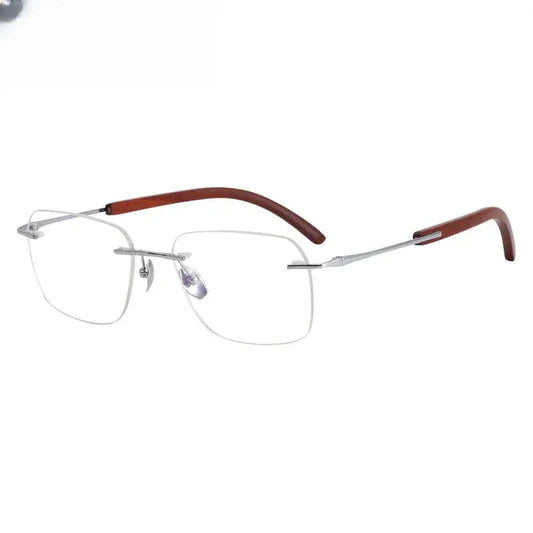 Unisex Square Rimless Titanium Prescription Glasses 723246 — view 1 | Rx Spectacle