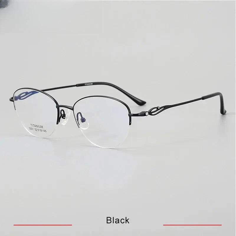 Unisex Oval Semi-Rimless Titanium Prescription Glasses 33001 — view 6 | Rx Spectacle
