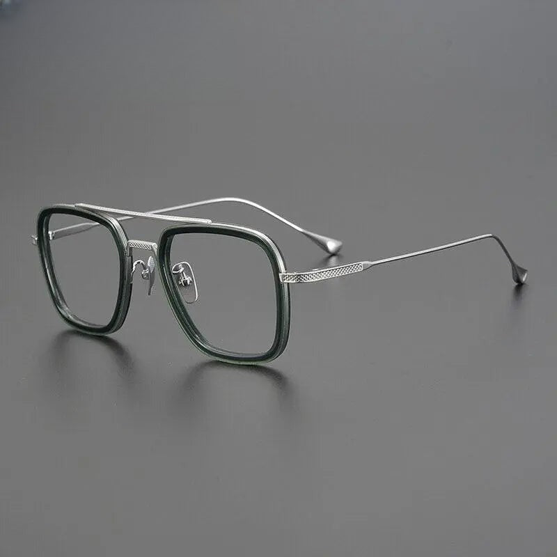 Unisex Square Full Rim Titanium Double Bridge Prescription Glasses Gxyj937 — view 5 | Rx Spectacle