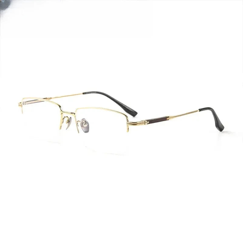 Men's Square Semi-Rimless Titanium Prescription Glasses 611605 — view 3 | Rx Spectacle