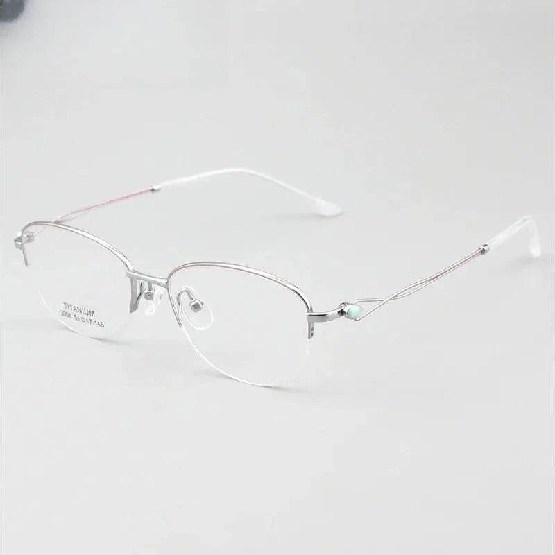 Women's Oval Semi-Rimless Titanium Prescription Glasses 403008 — view 6 | Rx Spectacle