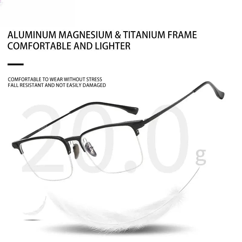 Unisex Square Semi-Rimless Titanium Reading Glasses V20261 — view 7 | Rx Spectacle