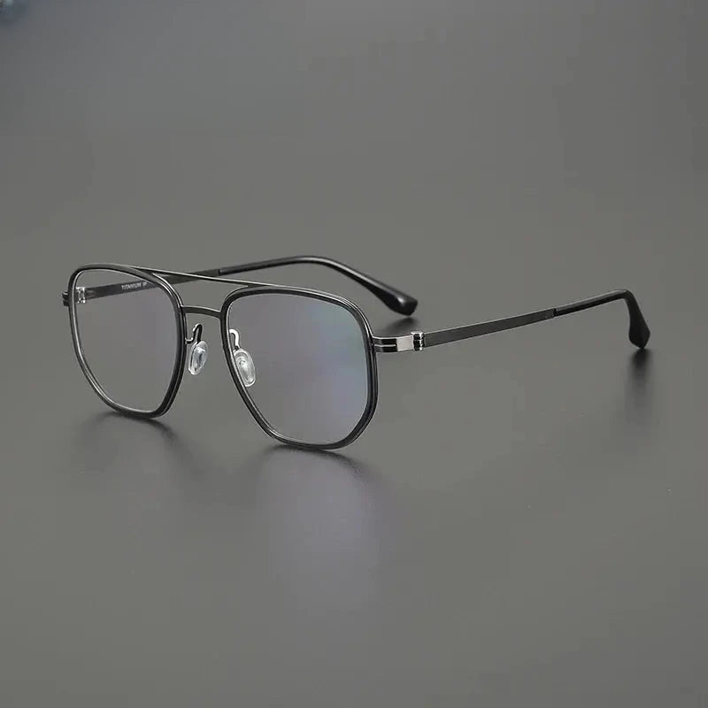 Unisex Square Full Rim Titanium Double Bridge Prescription Glasses 31567 — view 8 | Rx Spectacle