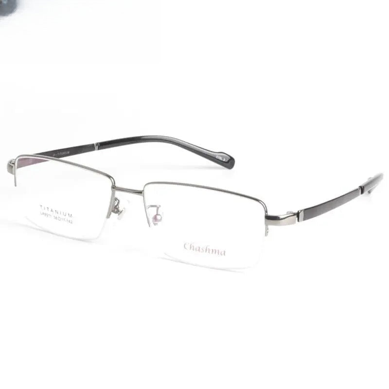 Square Semi-Rimless Titanium Oversized Prescription Glasses 8911 — view 5 | Rx Spectacle