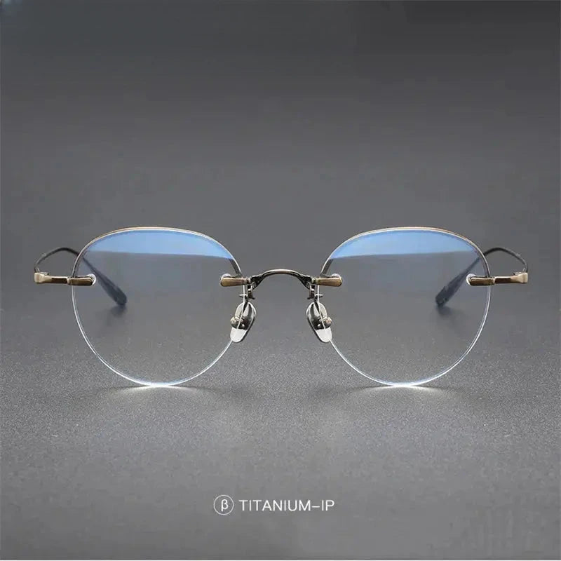 Women's Oval Semi-Rimless Titanium Prescription Glasses 61141 — view 1 | Rx Spectacle
