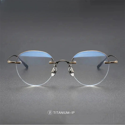 Women's Oval Semi-Rimless Titanium Prescription Glasses 61141 — view 1 | Rx Spectacle