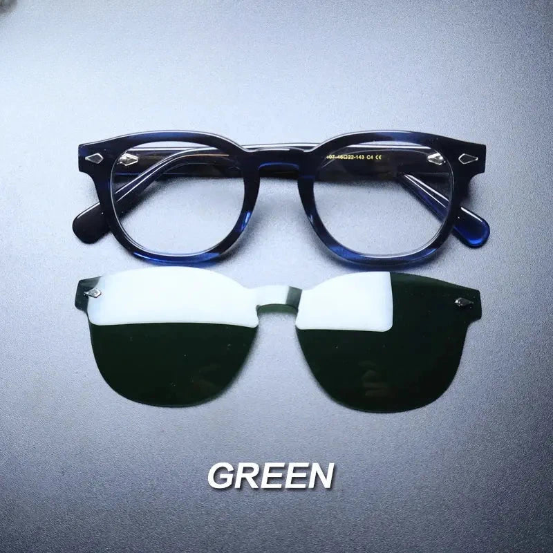 Unisex Round Full Rim Acetate Clip-On Prescription Glasses 1237 — view 14 | Rx Spectacle