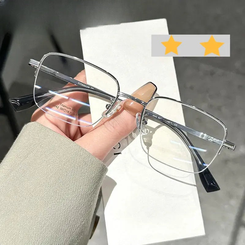 Women's Square Semi-Rimless Titanium Prescription Glasses 120428 — view 1 | Rx Spectacle