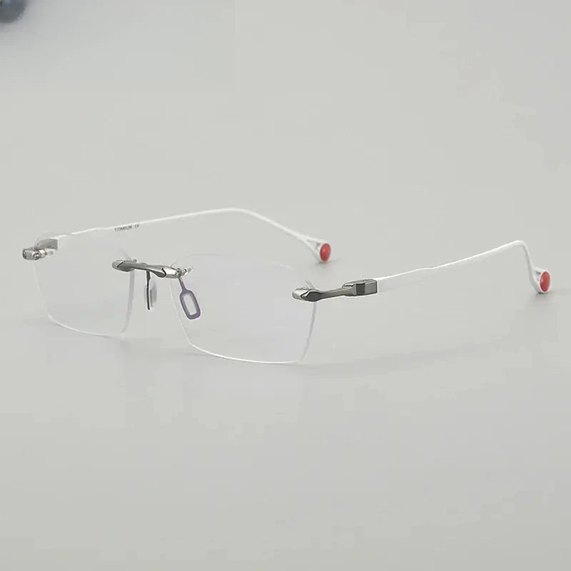Unisex Square Rimless Titanium Prescription Glasses 401307 — view 6 | Rx Spectacle