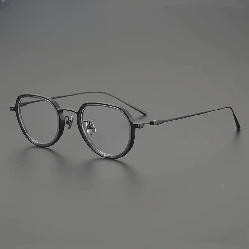 Men's Round Full Rim Titanium Flat Top Prescription Glasses 678316 — view 4 | Rx Spectacle