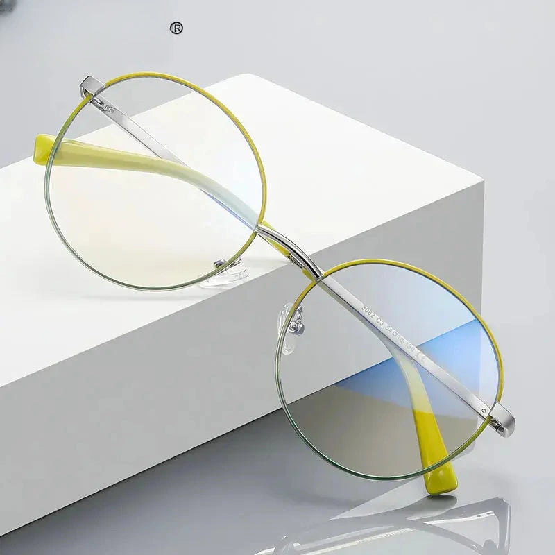 Women's Round Full Rim Stainless Steel Reading Glasses 3082 — view 1 | Rx Spectacle