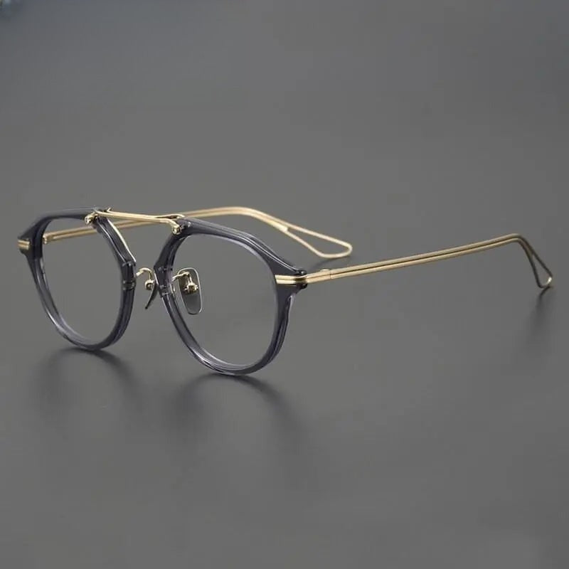 Unisex Oval Full Rim Titanium Double Bridge Prescription Glasses Gxyj925 — view 3 | Rx Spectacle