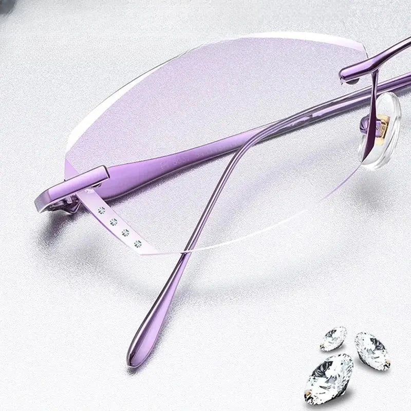 Women's Butterfly Rimless Titanium Prescription Glasses 698037 — view 2 | Rx Spectacle