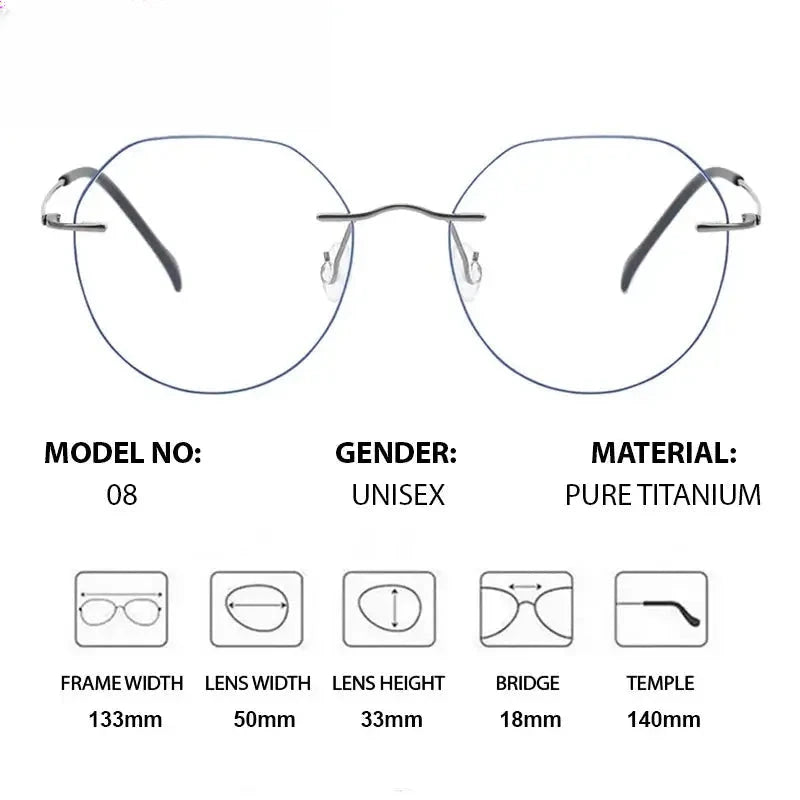 Women's Round Rimless Titanium Flat Top Prescription Glasses 778408 — view 2 | Rx Spectacle