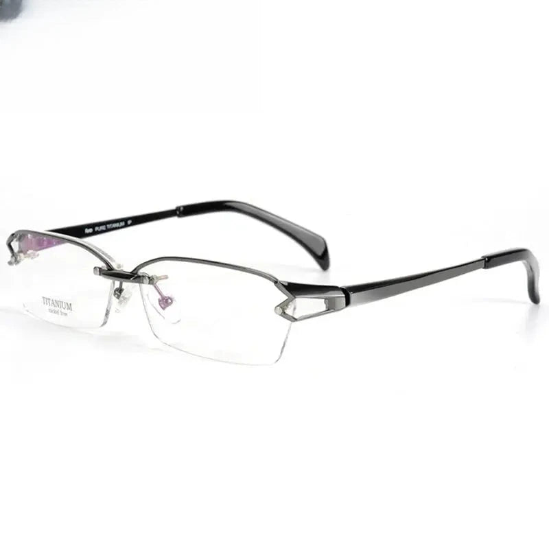 Unisex Oval Semi-Rimless Titanium Prescription Glasses 41143 — view 6 | Rx Spectacle