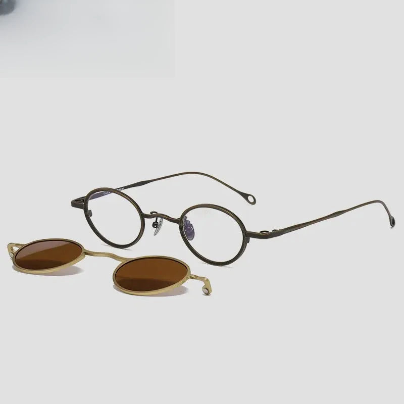 Unisex Oval Full Rim Titanium Clip-On Prescription Glasses 1513 — view 8 | Rx Spectacle