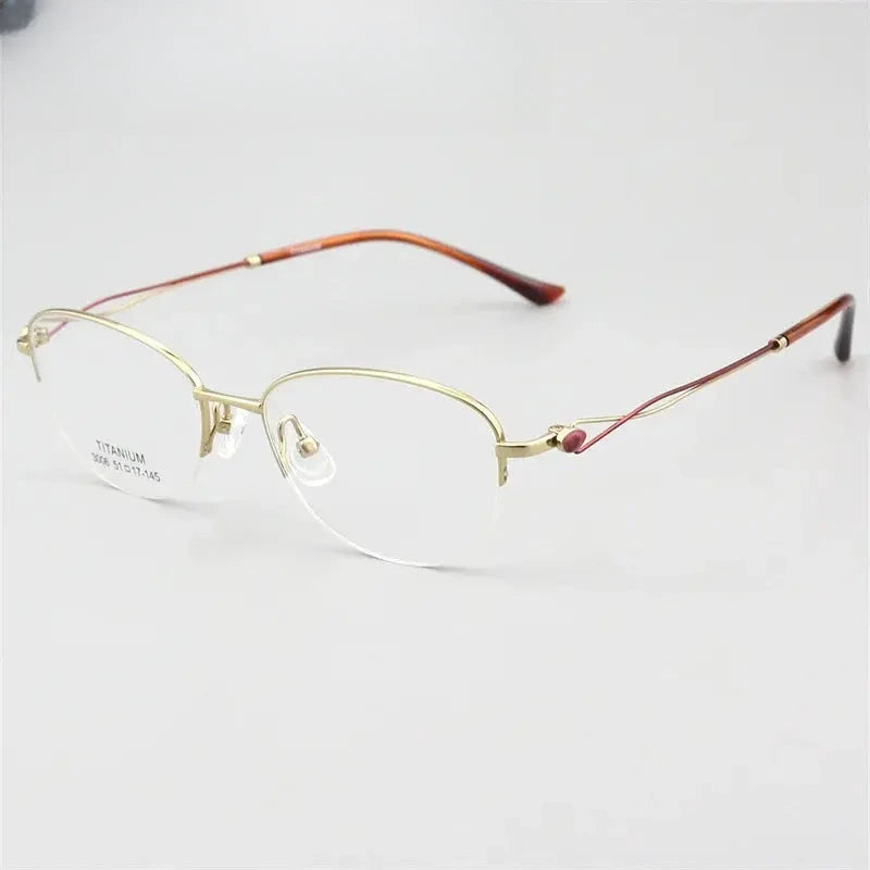 Women's Oval Semi-Rimless Titanium Prescription Glasses 613008 — view 5 | Rx Spectacle