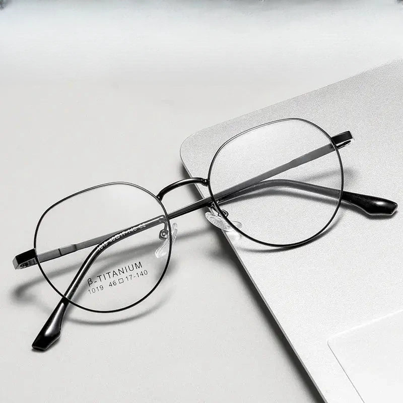 Women's Oval Full Rim Titanium Flat Top Prescription Glasses 1019 — view 1 | Rx Spectacle