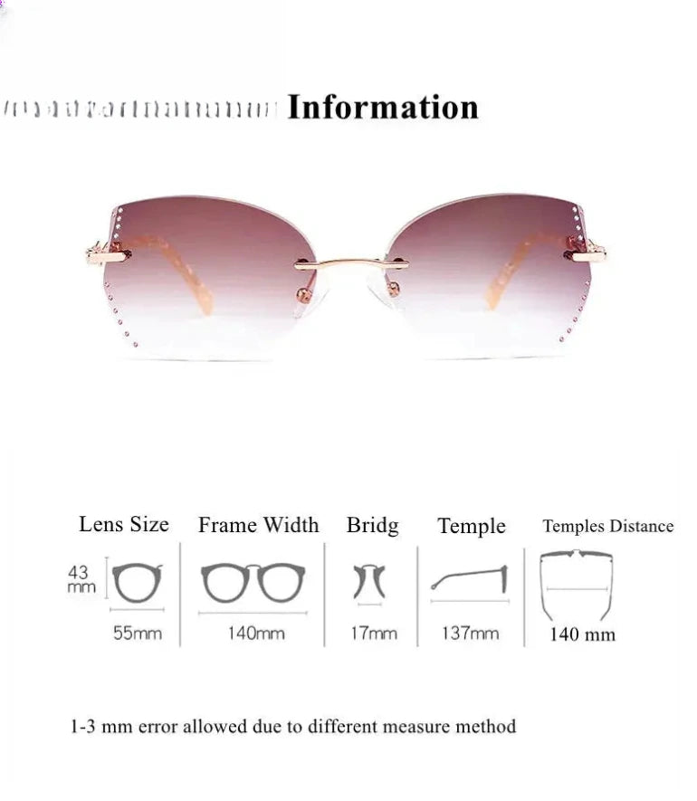 Women's Cat Eye Rimless Titanium Prescription Glasses 58073 — view 3 | Rx Spectacle