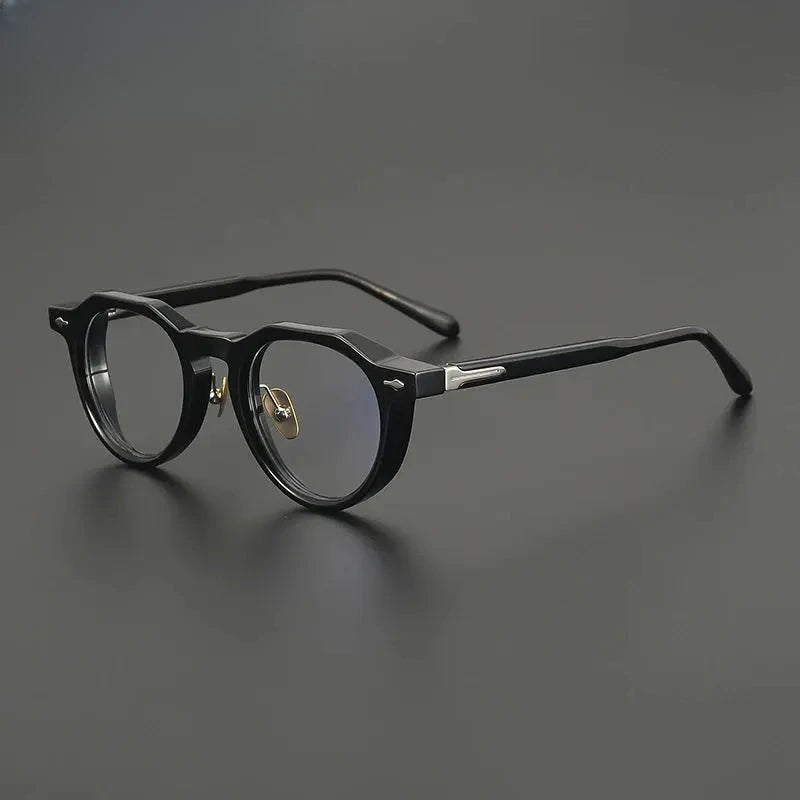 Unisex Round Full Rim Acetate Flat Top Prescription Glasses Gx2261 — view 4 | Rx Spectacle