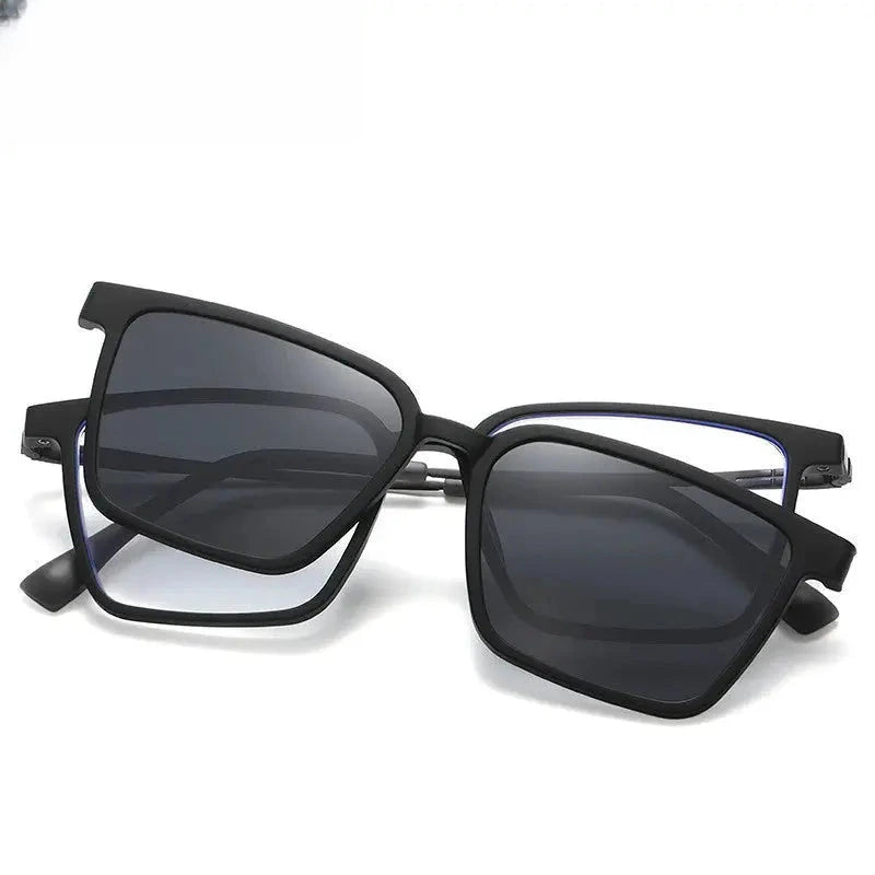 Unisex Square Full Rim Titanium Clip-On Prescription Glasses 972176 — view 3 | Rx Spectacle