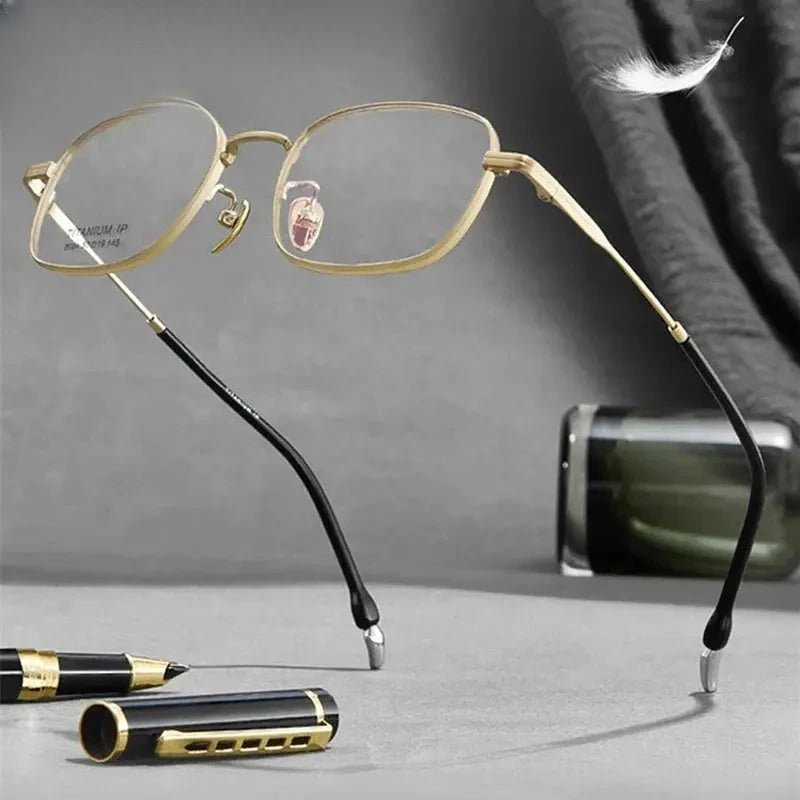 Unisex Square Semi-Rimless Titanium Prescription Glasses 882369 — view 1 | Rx Spectacle